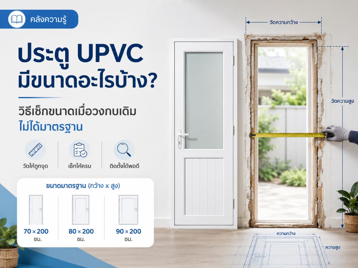 ประตู UPVC มีขนาดอะไรบ้าง? วิธีเช็กขนาดเมื่อวงกบเดิมไม่ได้มาตรฐาน